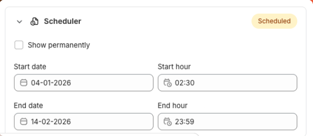 Scheduler with start and end date